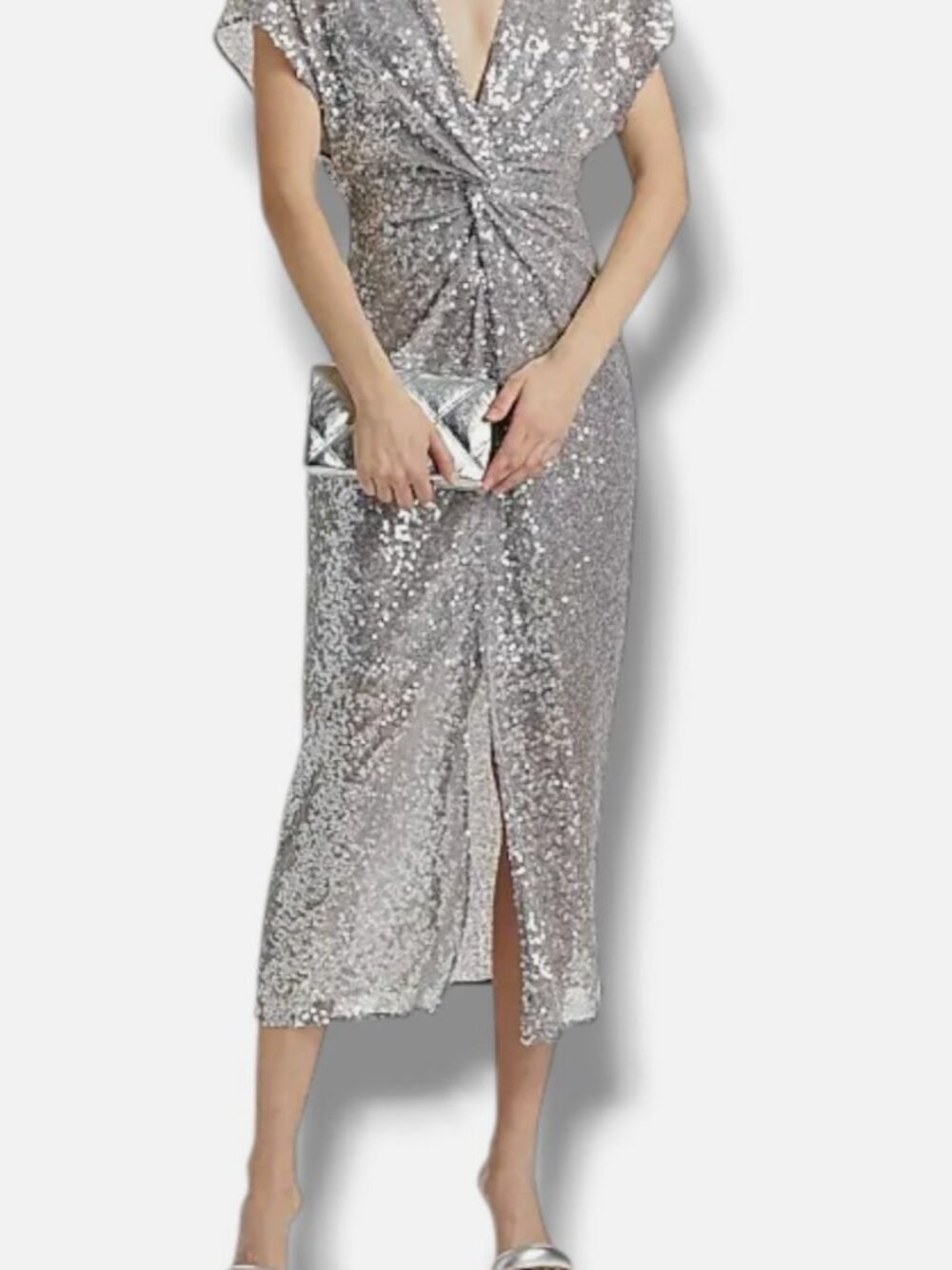 Prabal Gurung Women's Gray Jackie Sequin Midi Dress Size 12